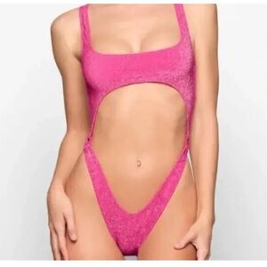 Skims Pink Glitter Monokini Size Medium